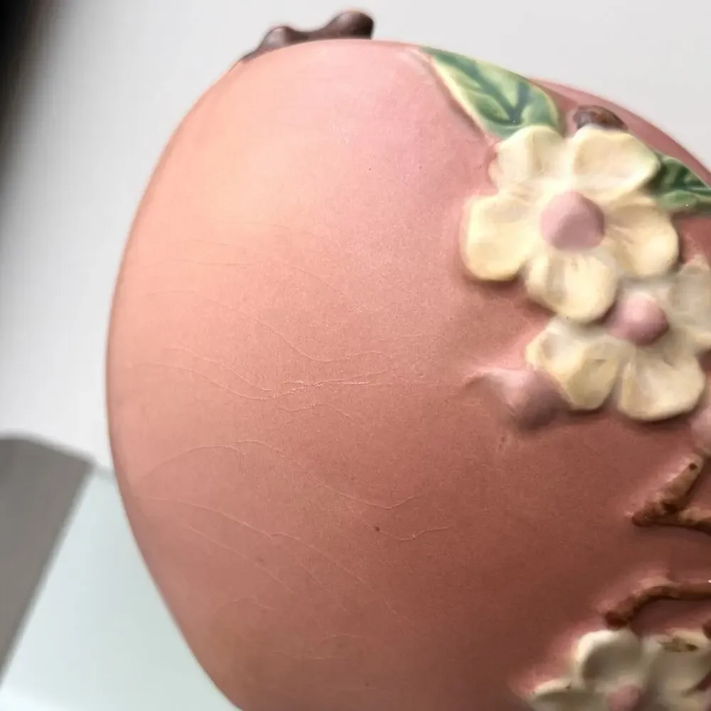 Roseville Pottery Pink Apple Blossom Hanging Planter Basket